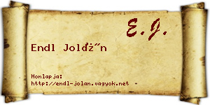 Endl Jolán névjegykártya